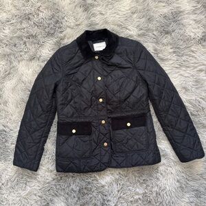 Charter Club Barbour Style Barn Coat Quilted Corduroy Collar Navy Black PXS